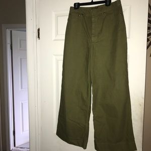 J Crew olive Wide Leg Chino Rayner Pants- 4 NWT